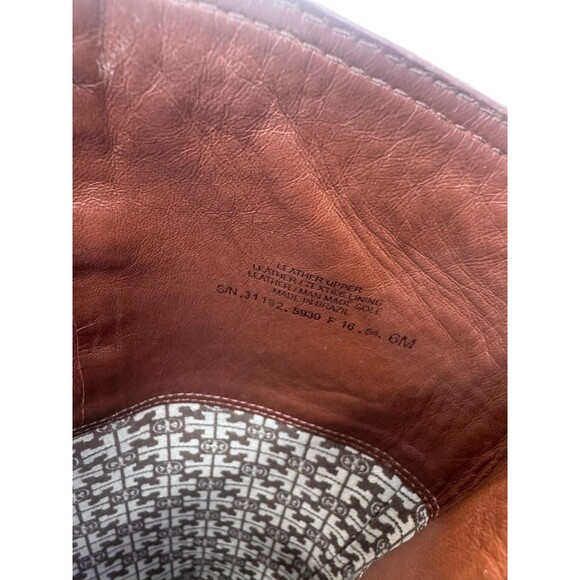 Tory Burch 'Jolie' Leather Logo Riding Boot Carmel Size 6 37 EU Fast Shipping - Picture 16 of 16